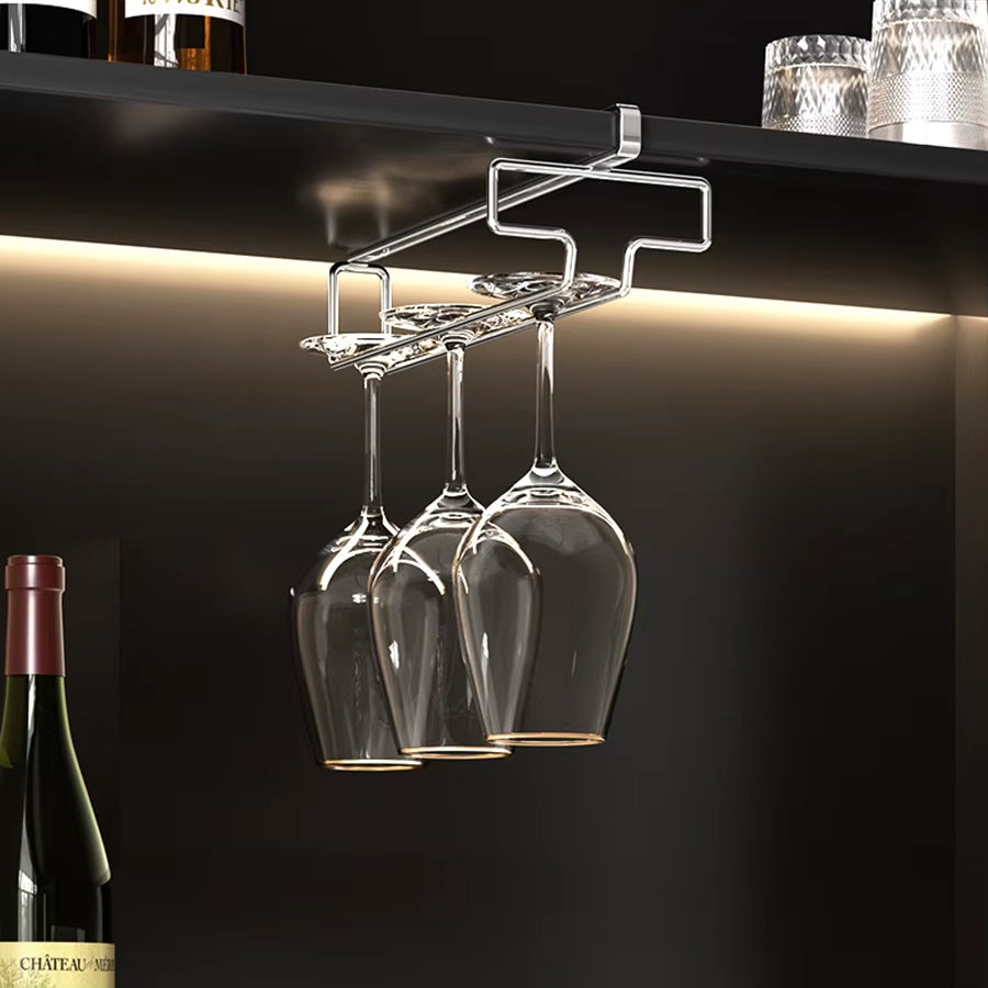 Wine Glass Holder Luxury Stainless Steel Goblet Hanging Rack for Home Kitchen Bar Accessories Cabinet Stemware Organizer